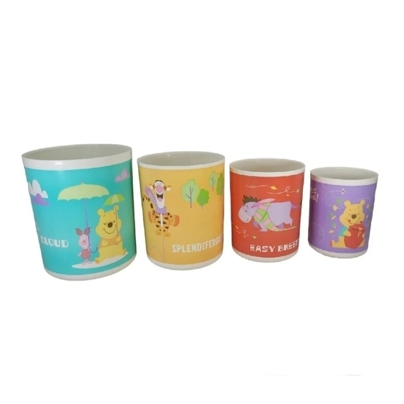 Tupperware Disney Winnie The Pooh 4 Pc Set Storage Canisters Container No Lids